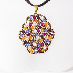 Pendant 30cm - Malvina Oval-Chocolate Suedine - Pendant 30cm - Laiton bronze
